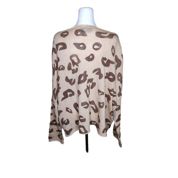 Wooden Ships Long Sleeve Off Shoulder Cheetah Sweater Womens Size M / L Brown - Picture 4 of 7